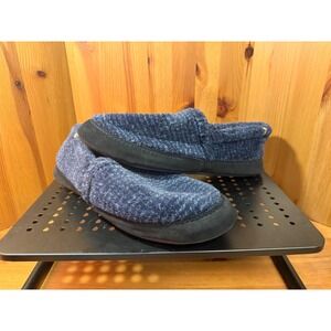 Acorn Men's Moccasin Slippers Size 10.5-11.5 Navy Blue Faux Fur Slip On